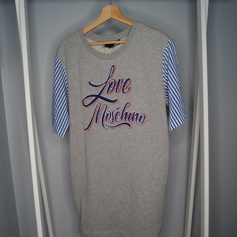 LOVE MOSCHINO Striped Sleeve T-Shirt Dress